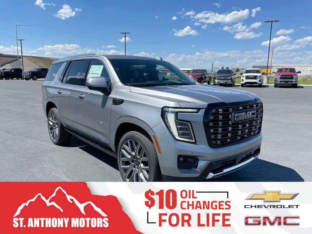 2026 GMC Yukon Denali Ultimate in Sterling Metallic — front three-quarter view