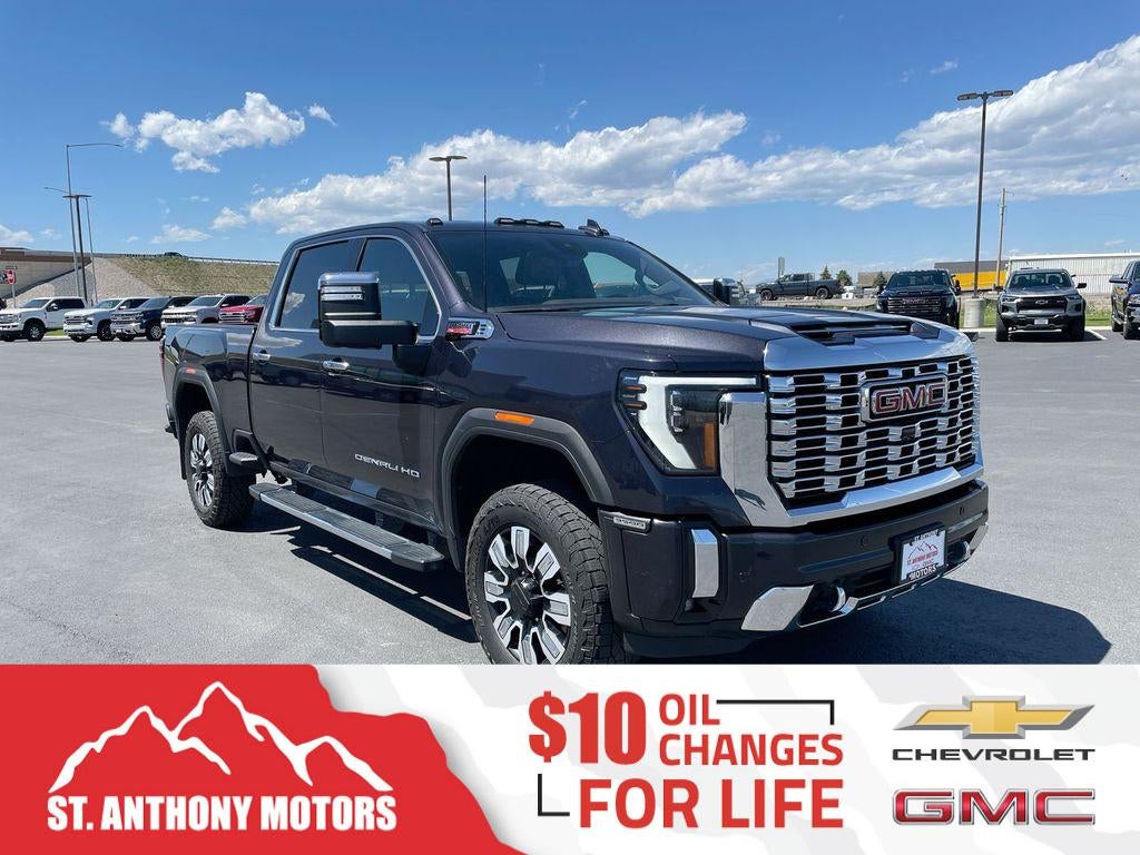 2024 GMC Sierra 3500 HD Denali in Titanium Rush Metallic — front three-quarter view