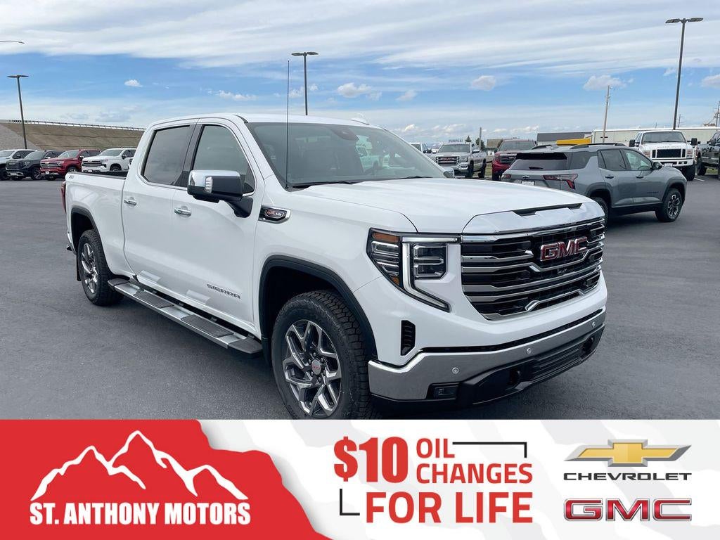 2026 GMC Sierra 1500 SLT in Glacier White Tricoat — front three-quarter view
